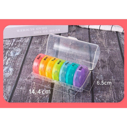 Cutie Depozitare Medicamente, Flippy, 7 Zile, 14 Compartimente, Cutie Suport, Recipiente Detasabile, Portabila, Multicolor, 17.5x11x9.5 cm-2