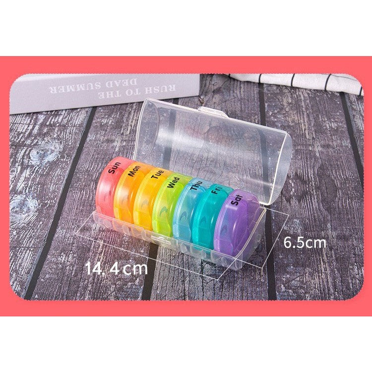 Cutie Depozitare Medicamente, Flippy, 7 Zile, 14 Compartimente, Cutie Suport, Recipiente Detasabile, Portabila, Multicolor, 17.5x11x9.5 cm-2