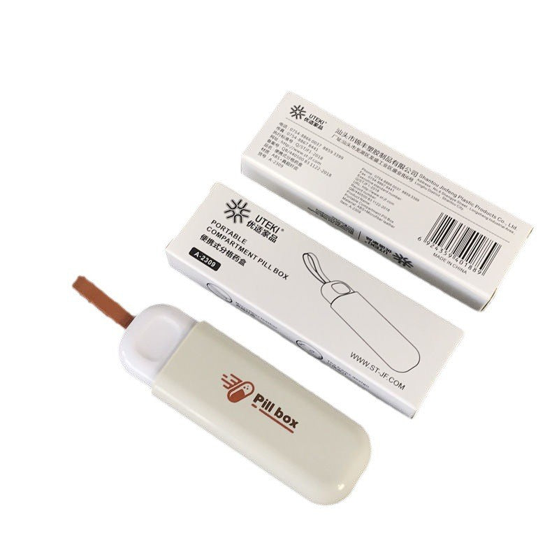 Cutie Depozitare Medicamente, Flippy, Portabila, 3 Compartimente, Tip Breloc, Plastic, Glisanta, Alb, 10.7x3.6x1.6 cm-5