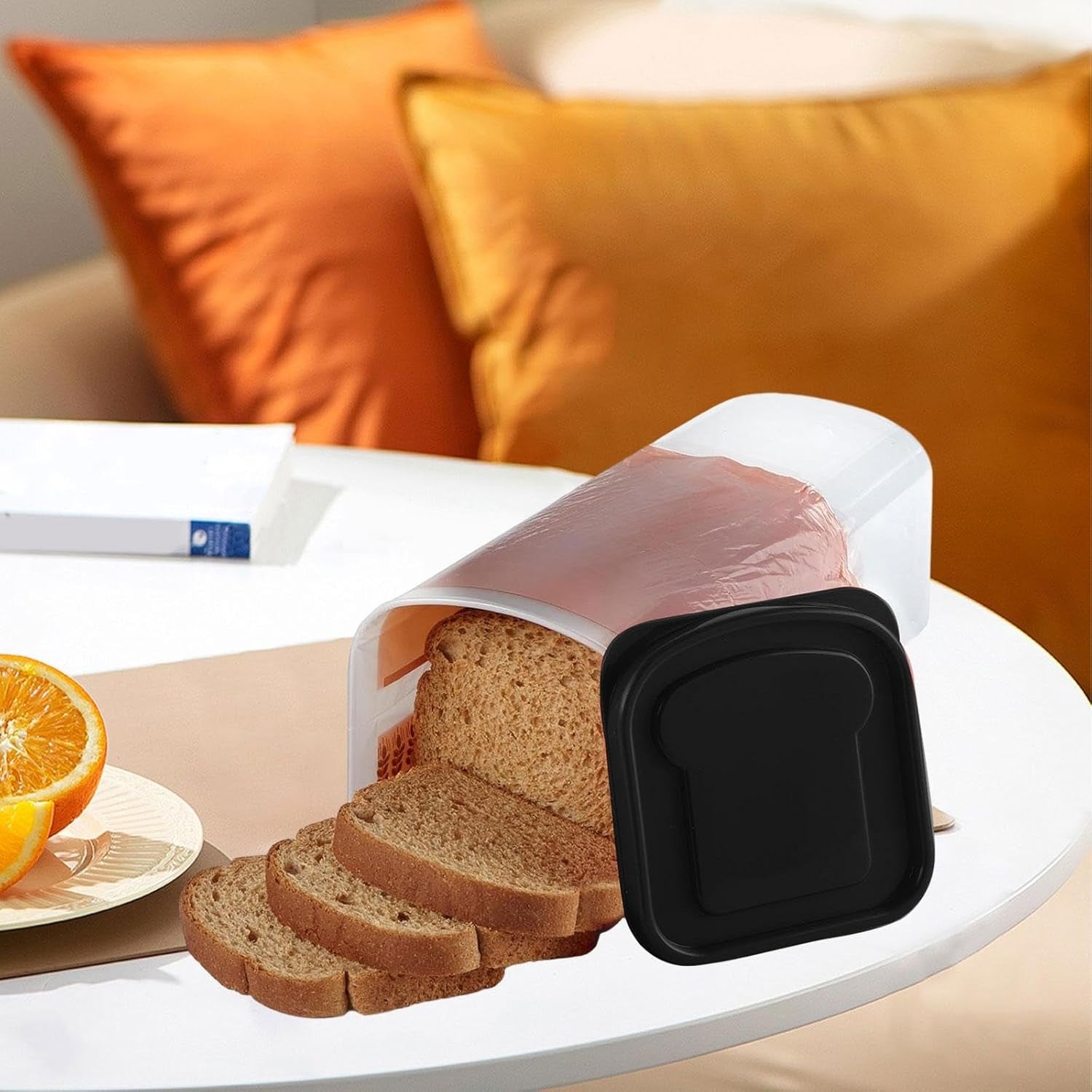 Cutie Depozitare Paine, Flippy, din Plastic, 34 x 13 cm, Pastreaza Prospetimea, Capac Negru-3
