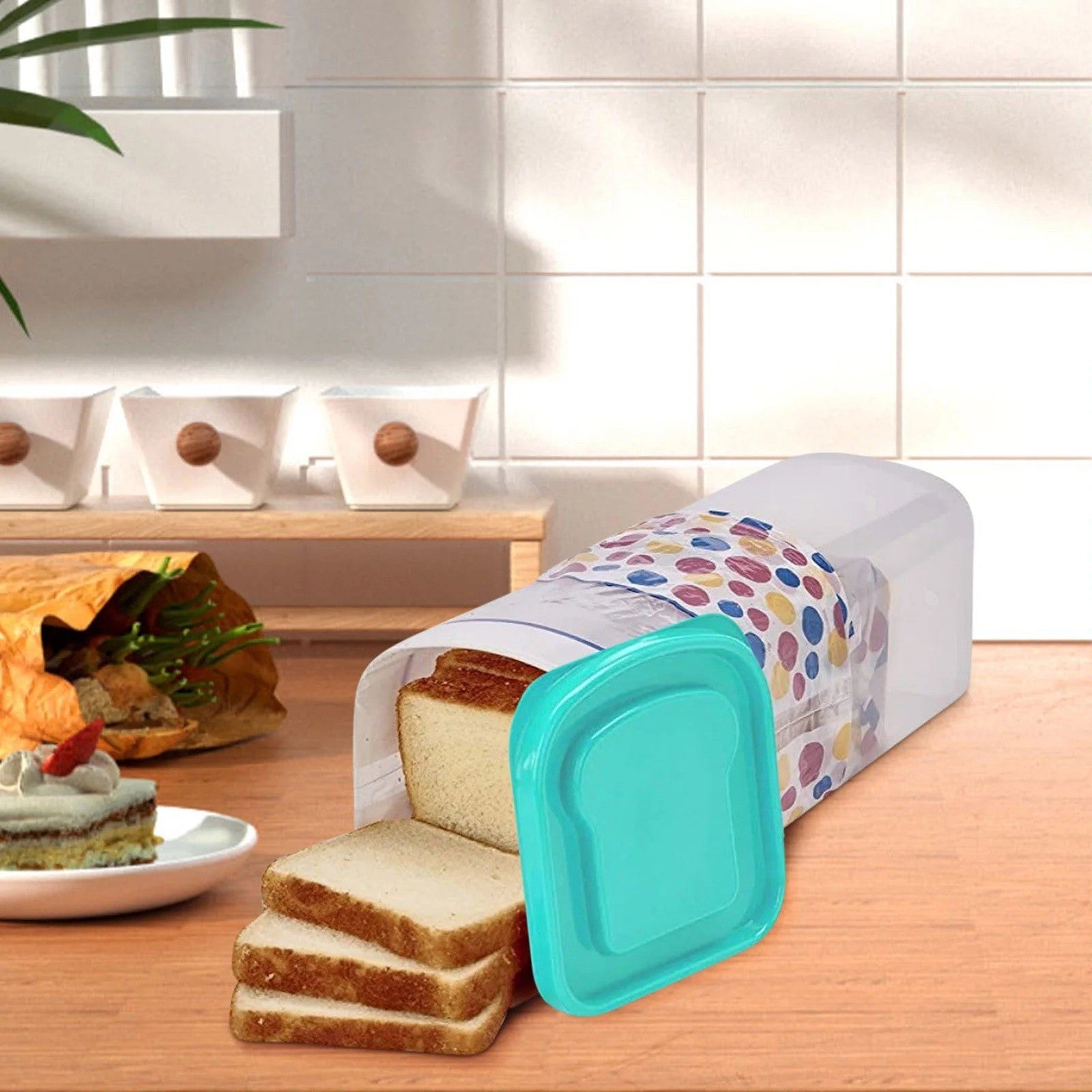 Cutie Depozitare Paine, Flippy, din Plastic, 34 x 13 cm, Pastreaza Prospetimea, Capac Verde-2