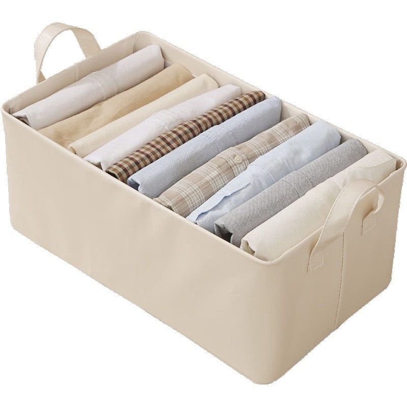 Cutie de Depozitare Tip Cos, Flippy, Material Piele Ecologica, Pliabila, 47x28x20 cm, 26 l, Cadru Metalic, cu Manere, Bej-0