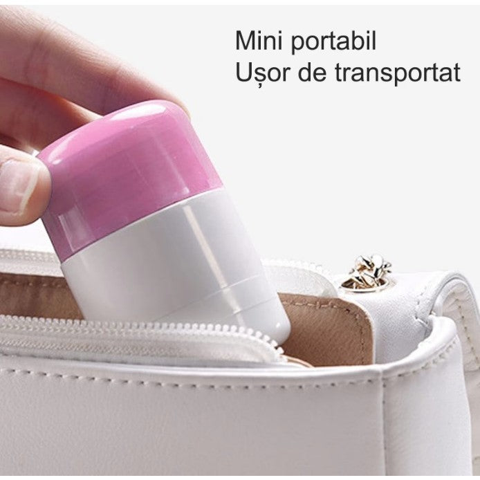 Cutie Pastile Multifunctionala, Flippy, 4 in 1, Pahar Apa, Taiere, Sfaramare, Depozitare, Compact, ABS cu Lama din Inox, Alb/Roz, 8.7x6.2x4.1 cm-6