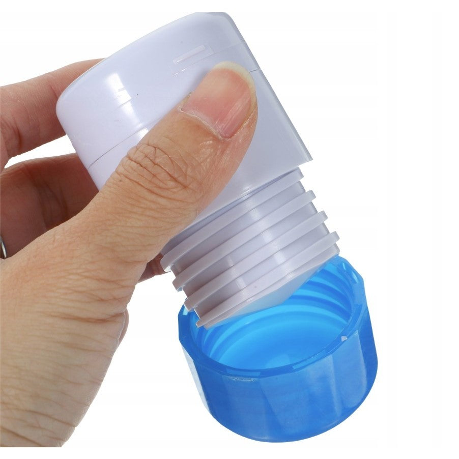 Cutie Pastile Multifunctionala, Flippy, 4 in 1, Pahar Apa, Taiere, Sfaramare, Depozitare, Compact, ABS cu Lama din Inox, Alb/Albastru, 8.7x6.2x4.1 cm-6