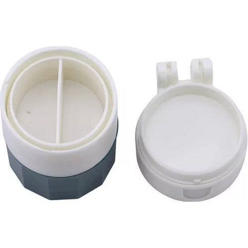 Cutie Pastile Multifunctionala, Flippy, 4 in 1, Pahar Apa, Taiere, Sfaramare, Depozitare, Compact, ABS cu Lama din Inox, Alb/Verde, 8.7x6.2x4.1 cm-5