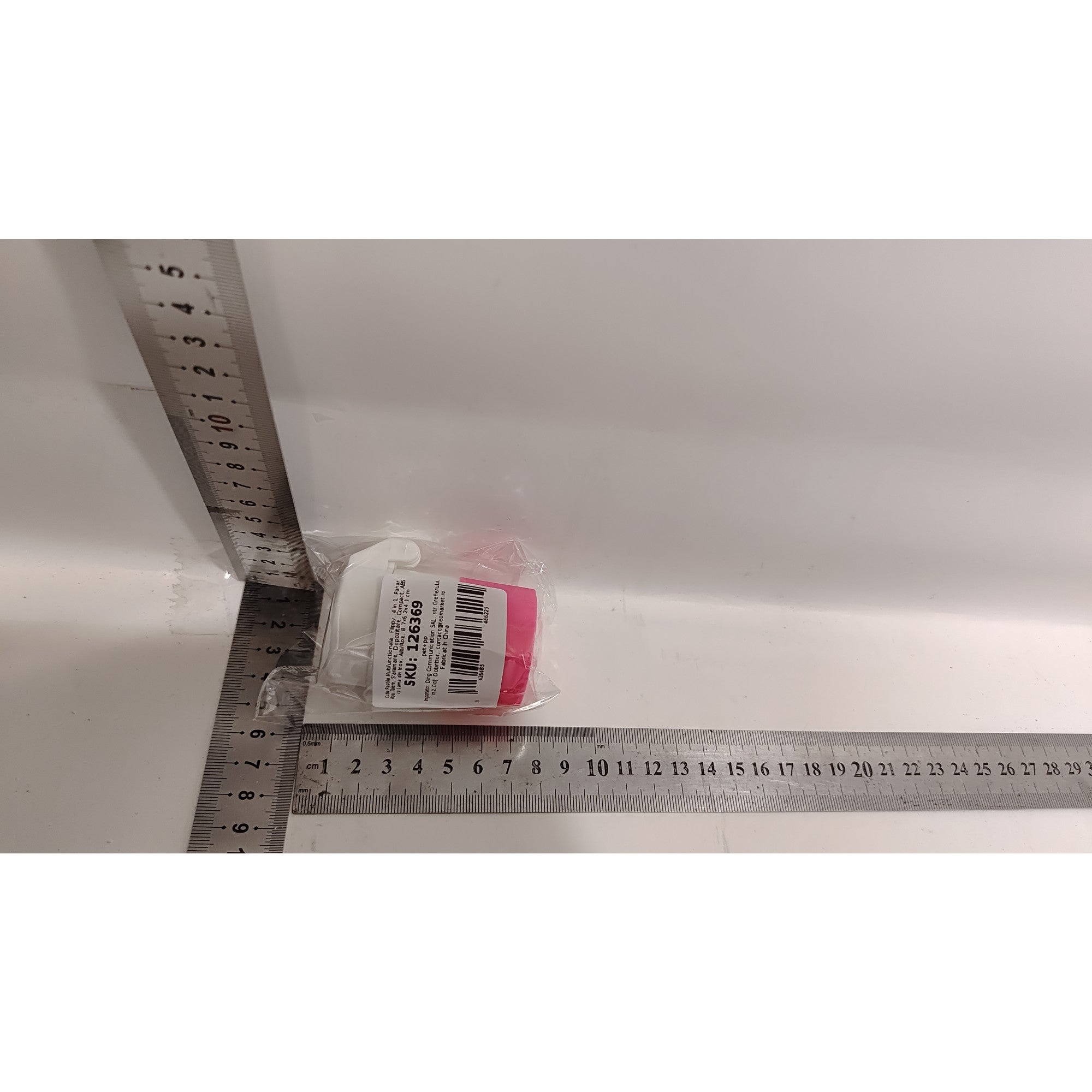 Cutie Pastile Multifunctionala, Flippy, 4 in 1, Pahar Apa, Taiere, Sfaramare, Depozitare, Compact, ABS cu Lama din Inox, Alb/Roz, 8.7x6.2x4.1 cm-7