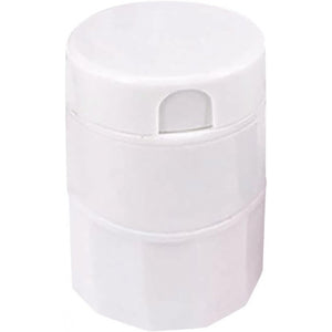 Cutie Pastile Multifunctionala, Flippy, 4 in 1, Pahar Apa, Taiere, Sfaramare, Depozitare, Compact, ABS cu Lama din Inox, Alb, 8.7x6.2x4.1 cm-0