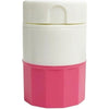 Cutie Pastile Multifunctionala, Flippy, 4 in 1, Pahar Apa, Taiere, Sfaramare, Depozitare, Compact, ABS cu Lama din Inox, Alb/Roz, 8.7x6.2x4.1 cm-0