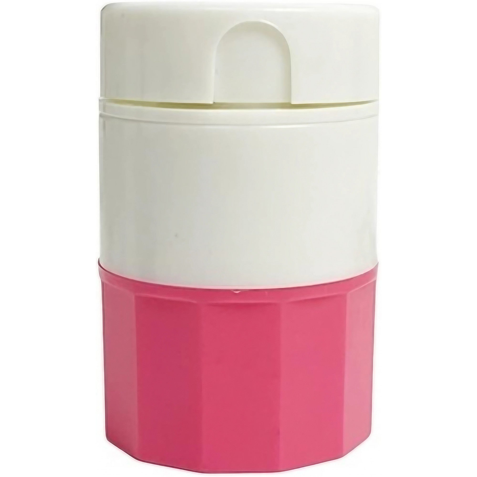 Cutie Pastile Multifunctionala, Flippy, 4 in 1, Pahar Apa, Taiere, Sfaramare, Depozitare, Compact, ABS cu Lama din Inox, Alb/Roz, 8.7x6.2x4.1 cm-0