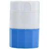 Cutie Pastile Multifunctionala, Flippy, 4 in 1, Pahar Apa, Taiere, Sfaramare, Depozitare, Compact, ABS cu Lama din Inox, Alb/Albastru, 8.7x6.2x4.1 cm-0