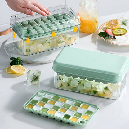 Set Cutie pentru Gheata, Flippy, Uz Casnic, Doua Tavite pentru Cuburi, Capac Etans, Lopata, 23.5x13.3x10 cm, Verde-9
