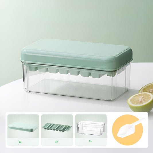 Set Cutie pentru Gheata, Flippy, Uz Casnic, 1 Tavita pentru Cuburi, Capac Etans, Lopata, 23.5x13.3x10 cm, Verde-1