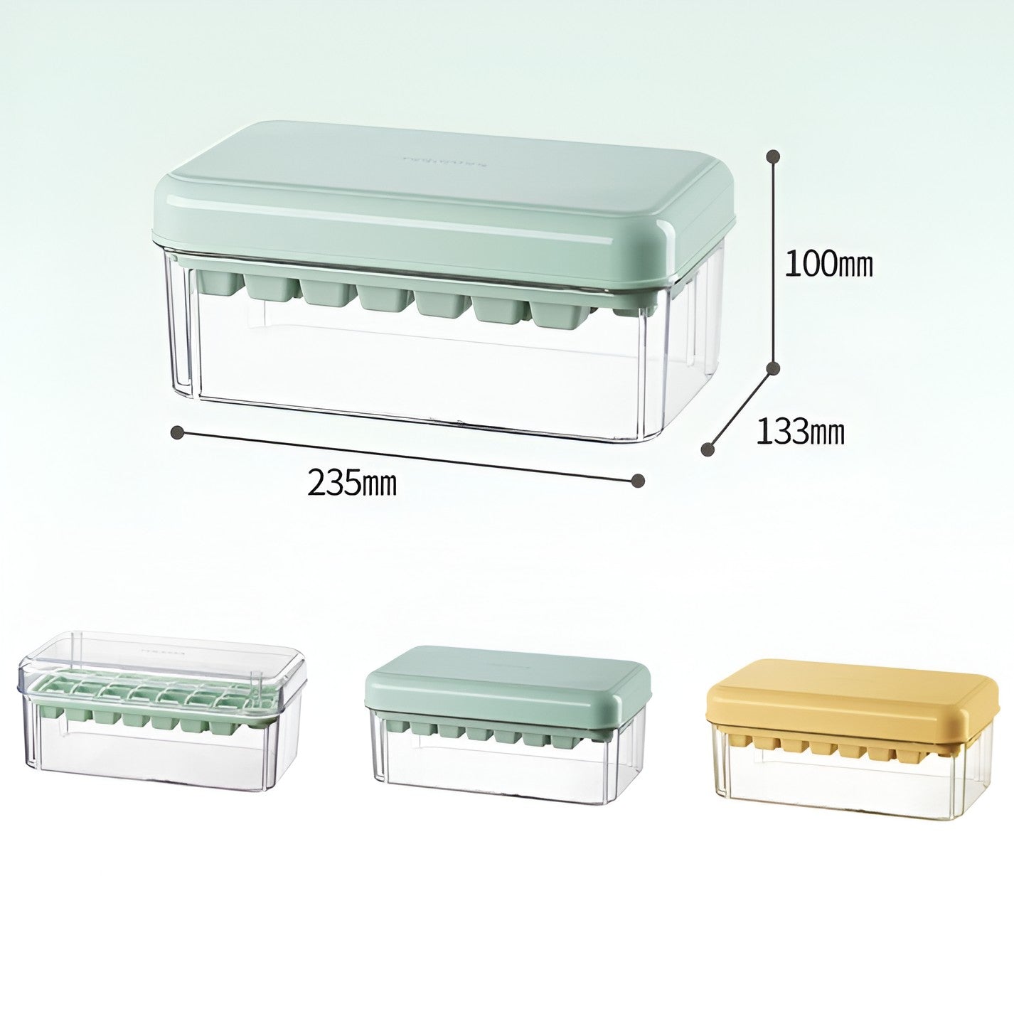Set Cutie pentru Gheata, Flippy, Uz Casnic, 1 Tavita pentru Cuburi, Capac Etans, Lopata, 23.5x13.3x10 cm, Verde-2