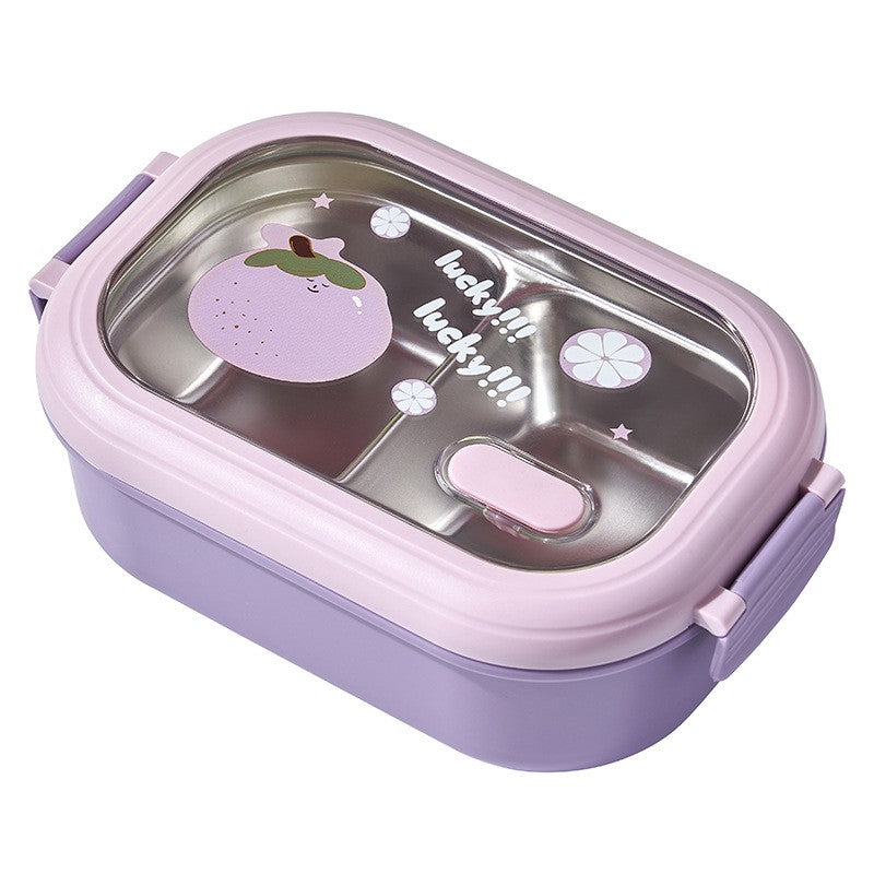 Cutie pentru Pranz sau Gustari, Flippy, cu Doua Compartimente, pentru Copii si Adulti, Etansare, PP, Perfect pentru Scoala si Birou, 1000 mL, 22.5x14.5x8 cm, Mov-0