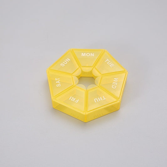 Cutie separator medicamente cu zilele saptamanii, Flippy, Plastic, 7 compartimente, Galben-1