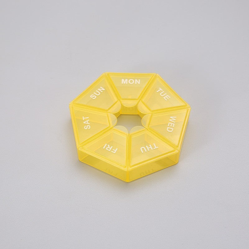 Cutie separator medicamente cu zilele saptamanii, Flippy, Plastic, 7 compartimente, Galben-1
