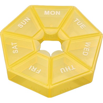 Cutie separator medicamente cu zilele saptamanii, Flippy, Plastic, 7 compartimente, Galben-0