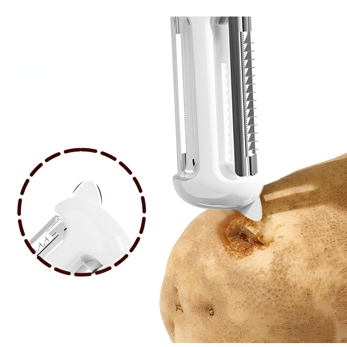 Cutit de Fructe Multifunctional, Flippy, Razatoare, Curatator Fructe-Legume, Deschizator de Sticle, 18.1x3.8x2cm, Alb-8