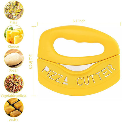 Cutit pentru taiat pizza Flippy, cu protectie din silicon pentru lama, inox, 15.5 cm, galben-2