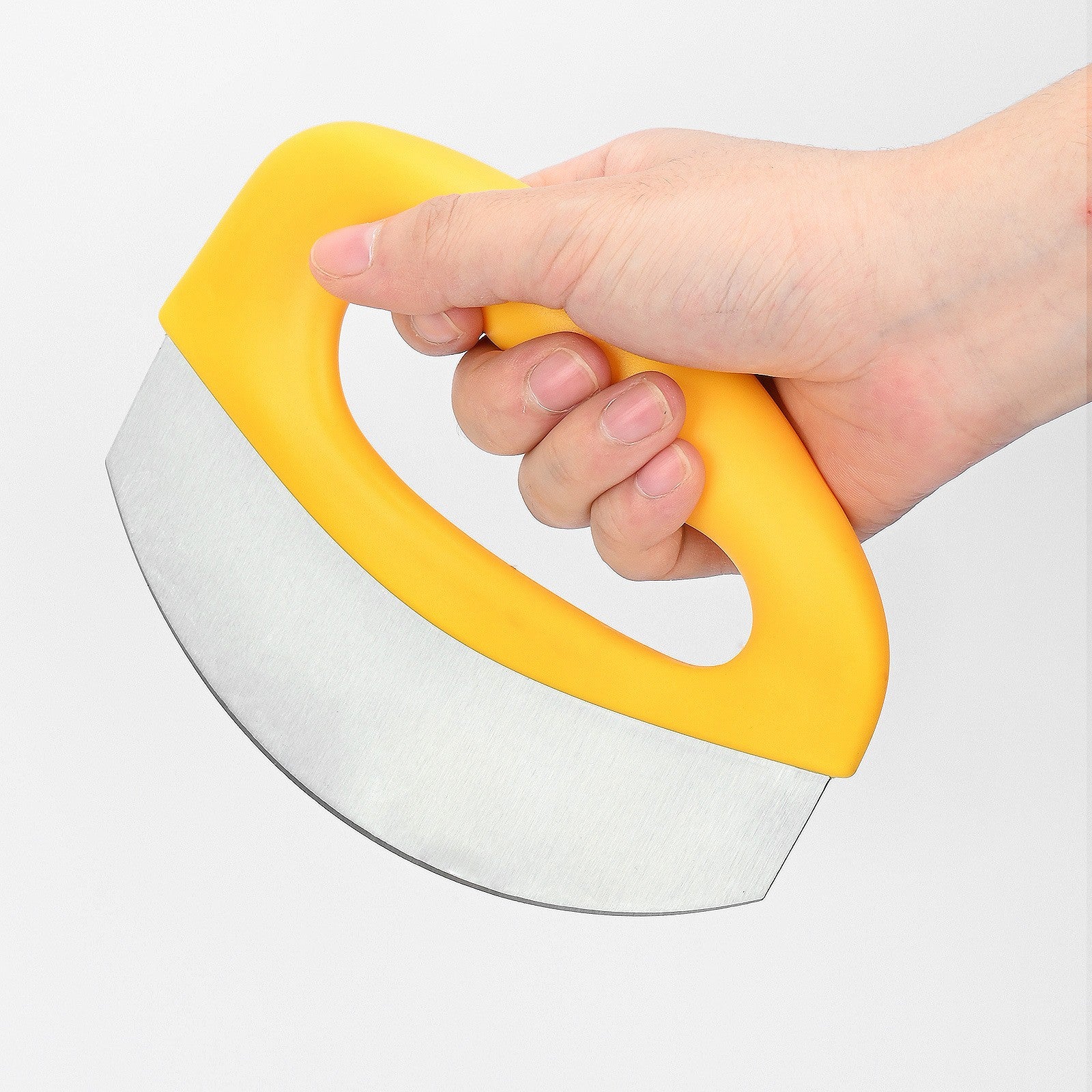 Cutit pentru taiat pizza Flippy, cu protectie din silicon pentru lama, inox, 15.5 cm, galben-4