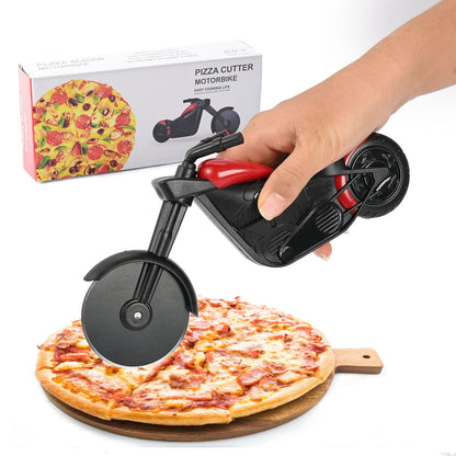 Cutit pizza creativ Flippy, in forma de bicicleta, cu suport pentru cutit, 19 x 12.5 cm, otel/PP, negru-5