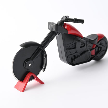 Cutit pizza creativ Flippy, in forma de motocicleta, cu suport pentru cutit, 21.5 x 9.5 cm, otel/PP, negru-4