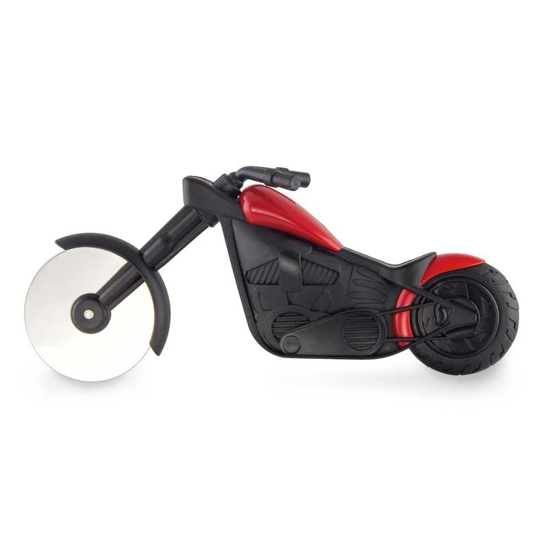 Cutit pizza creativ Flippy, in forma de motocicleta, cu suport pentru cutit, 21.5 x 9.5 cm, otel/PP, negru-0