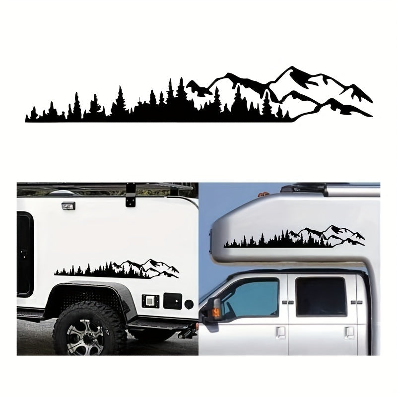 Set 2 stickere autoadezive pentru vehicule Off Road, model "Forest & Mountains", dimensiune 100 x 20 cm, culoare Neagra-2