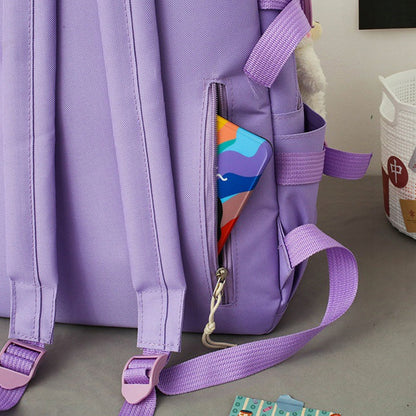 Set 4-in-1 pentru Scolari sau Prescolari - (rucsac, geanta de umar, plic elegant, penar), culoare VIOLET cu IEPURAS, Cod AVX-WT-BUNN-VIOLET-2