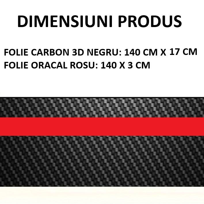 Sticker autoadeziv Tuning, model "Rally Stripe Carbon 3D", dimensiune 140 x 17 cm, culoare Negru/Rosu-1