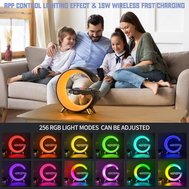 Lampa led RGB G cu boxa Bluetooth, ceas si incarcare wireless, dimensiune mare