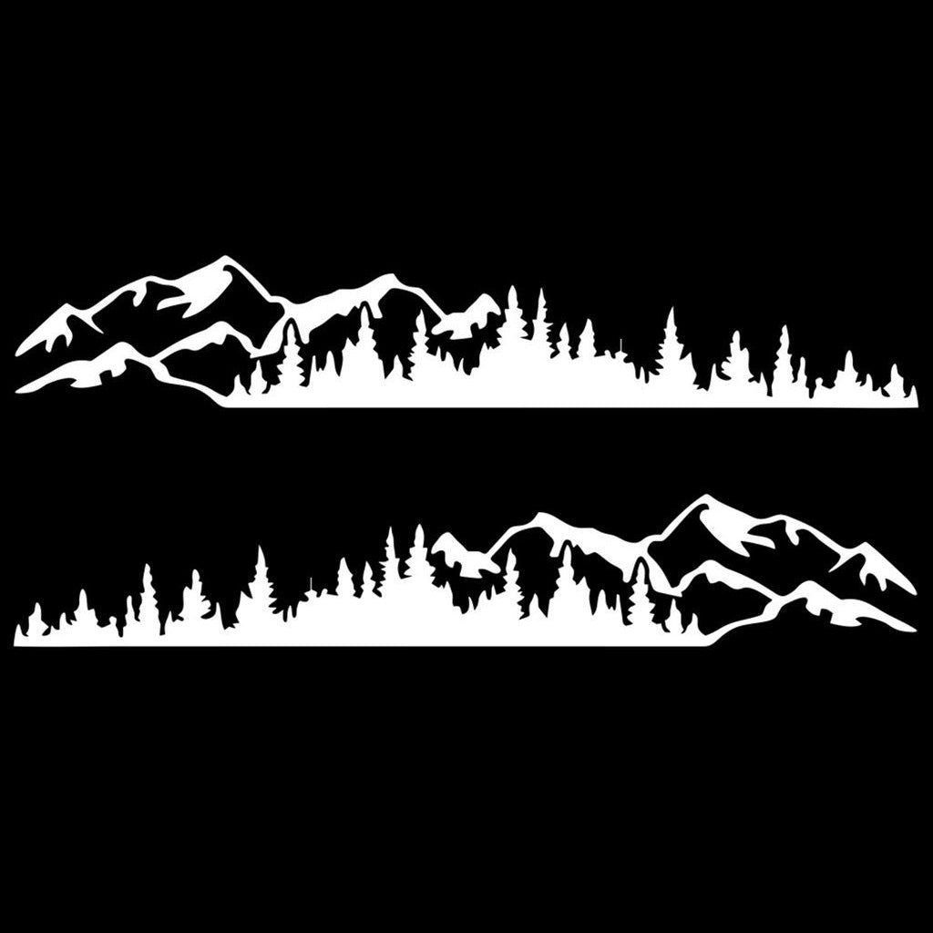 Set 2 stickere autoadezive pentru vehicule Off Road, model "Forest & Mountains", dimensiune 100 x 20 cm, culoare Alba-2
