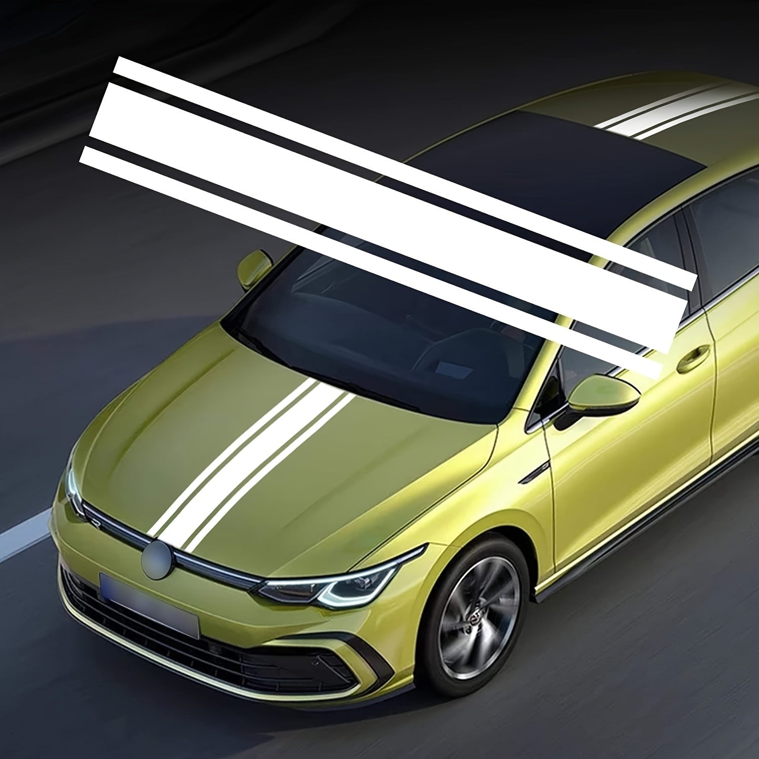 Sticker autoadeziv Tuning, model "Triple Stripes", dimensiune 125 x 22 cm, culoare Alba-0