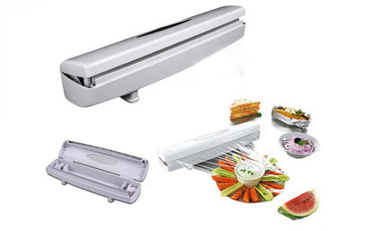 Oferta 4in1: Dispenser Folie Alimentară + Dozator Automat de Săpun + Set 6 Capace Etanșe Flexibile Reutilizabile + Aparat Spumare Lapte cu 2 Capete