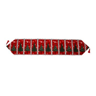 Decoratiune pentru Masa, Flippy, Model cu Brazi de Craciun, Tematica Craciun, Rosu Verde-0