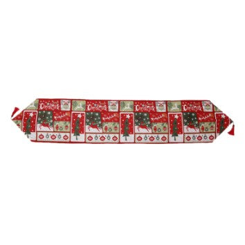 Decoratiune pentru Masa, Flippy, Model cu Merry Christmas, Tematica Craciun, Rosu Verde-0