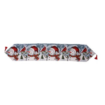 Decoratiune pentru Masa, Flippy, Model Oameni de Zapada, Tematica Craciun, Rosu Argintiu-0