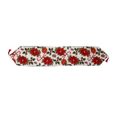 Decoratiune pentru Masa, Flippy, Model cu Flori, Tematica Craciun, Rosu-0