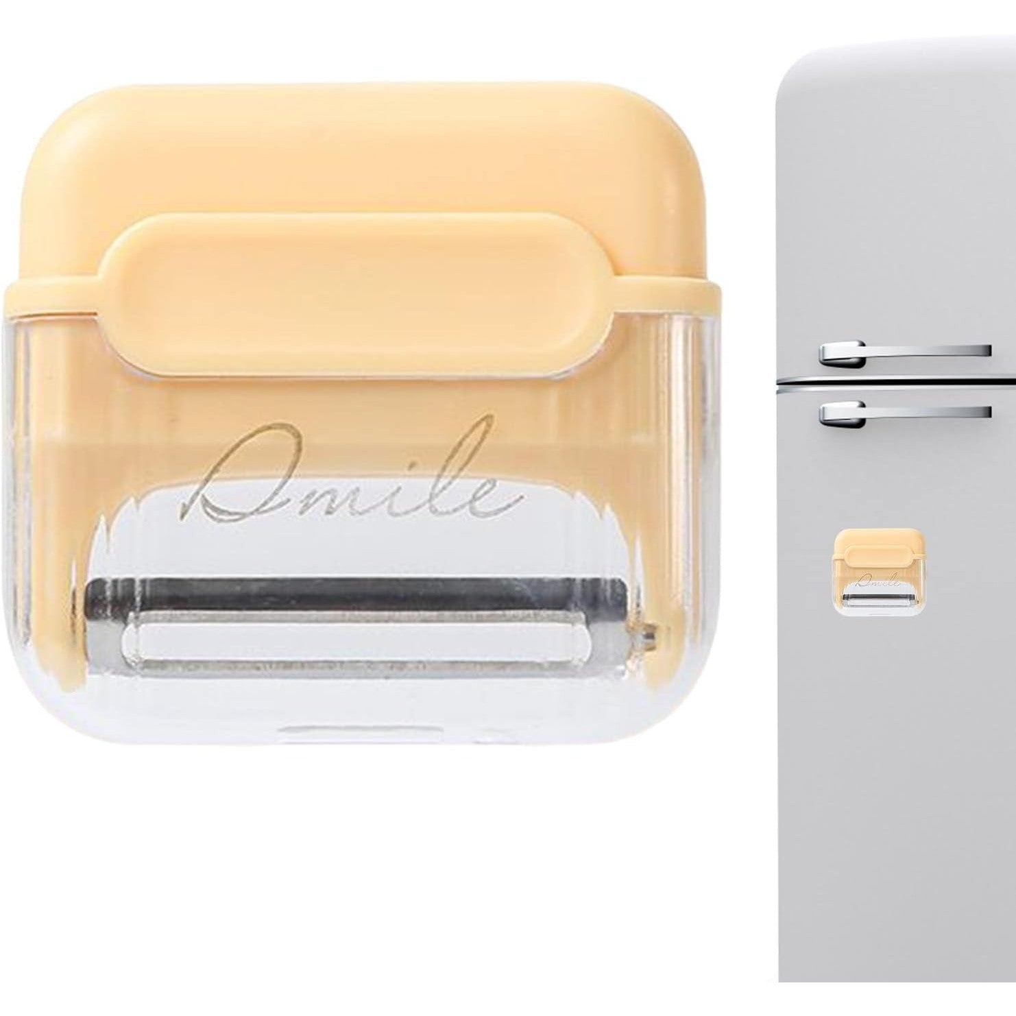 Decojitor/Curatator manual de legume si fructe, Flippy, portabil, cu magnet, doua lame, Inox, Galben, 6.7x6x1.6 cm-1