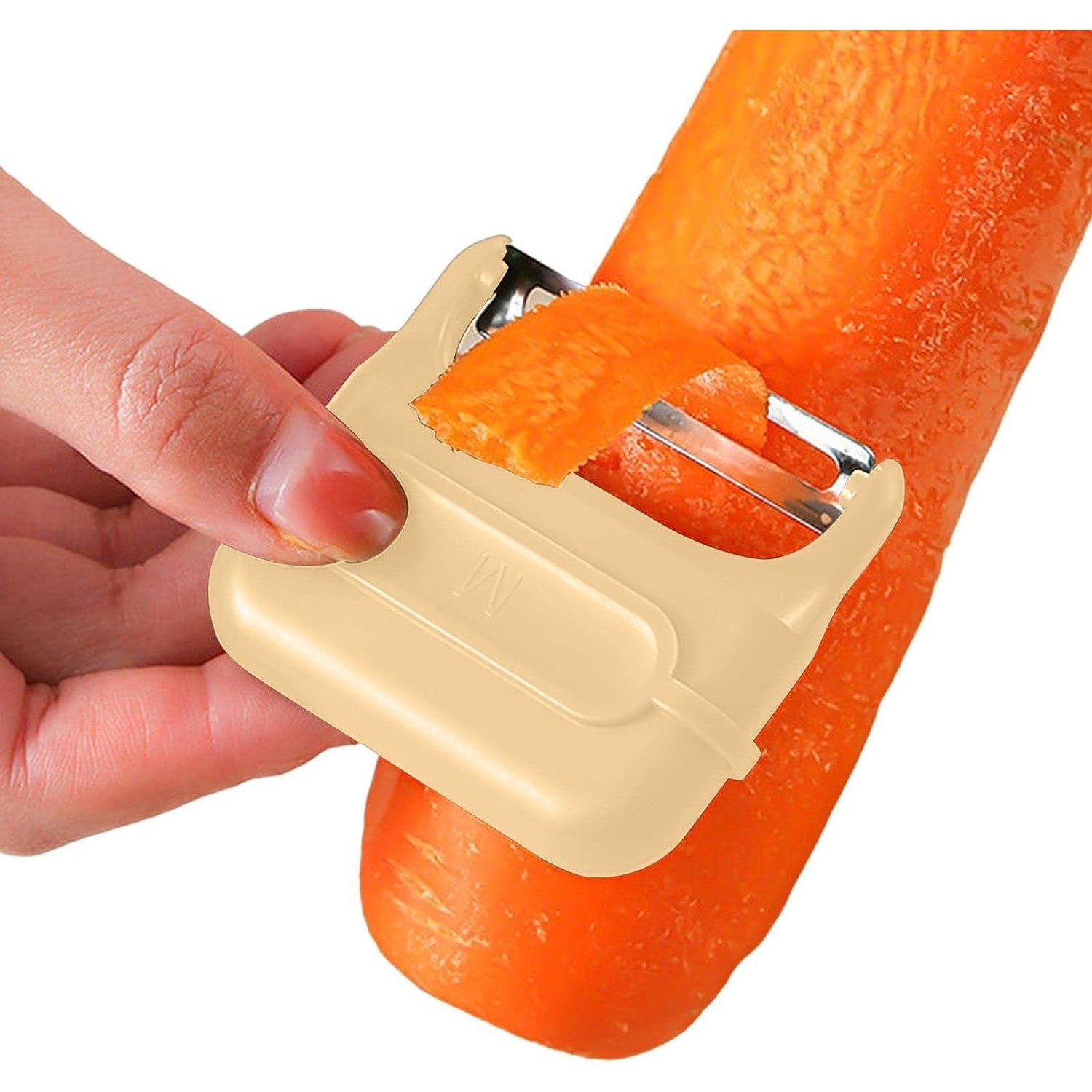 Decojitor/Curatator manual de legume si fructe, Flippy, portabil, cu magnet, doua lame, Inox, Galben, 6.7x6x1.6 cm-4
