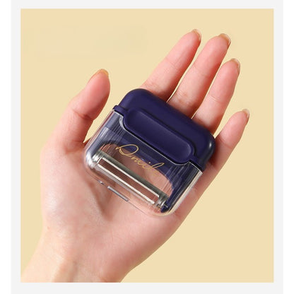Decojitor/Curatator manual de legume si fructe, Flippy, portabil, cu magnet, doua lame, Inox, Mov, 6.7x6x1.6 cm-2
