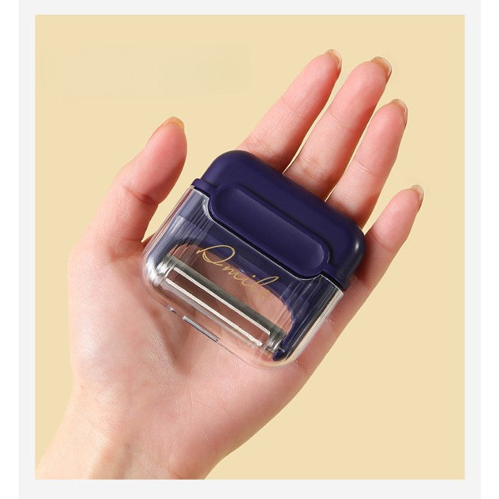 Decojitor/Curatator manual de legume si fructe, Flippy, portabil, cu magnet, doua lame, Inox, Mov, 6.7x6x1.6 cm-2