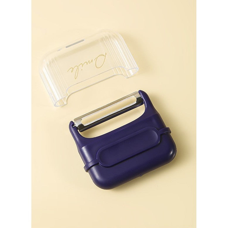 Decojitor/Curatator manual de legume si fructe, Flippy, portabil, cu magnet, doua lame, Inox, Mov, 6.7x6x1.6 cm-3