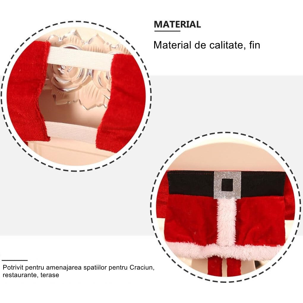 Decoratiune pentru scaun cu tematica de Craciun Flippy, elastica, material textil/poliester, 46 x 30 cm, rosu-2