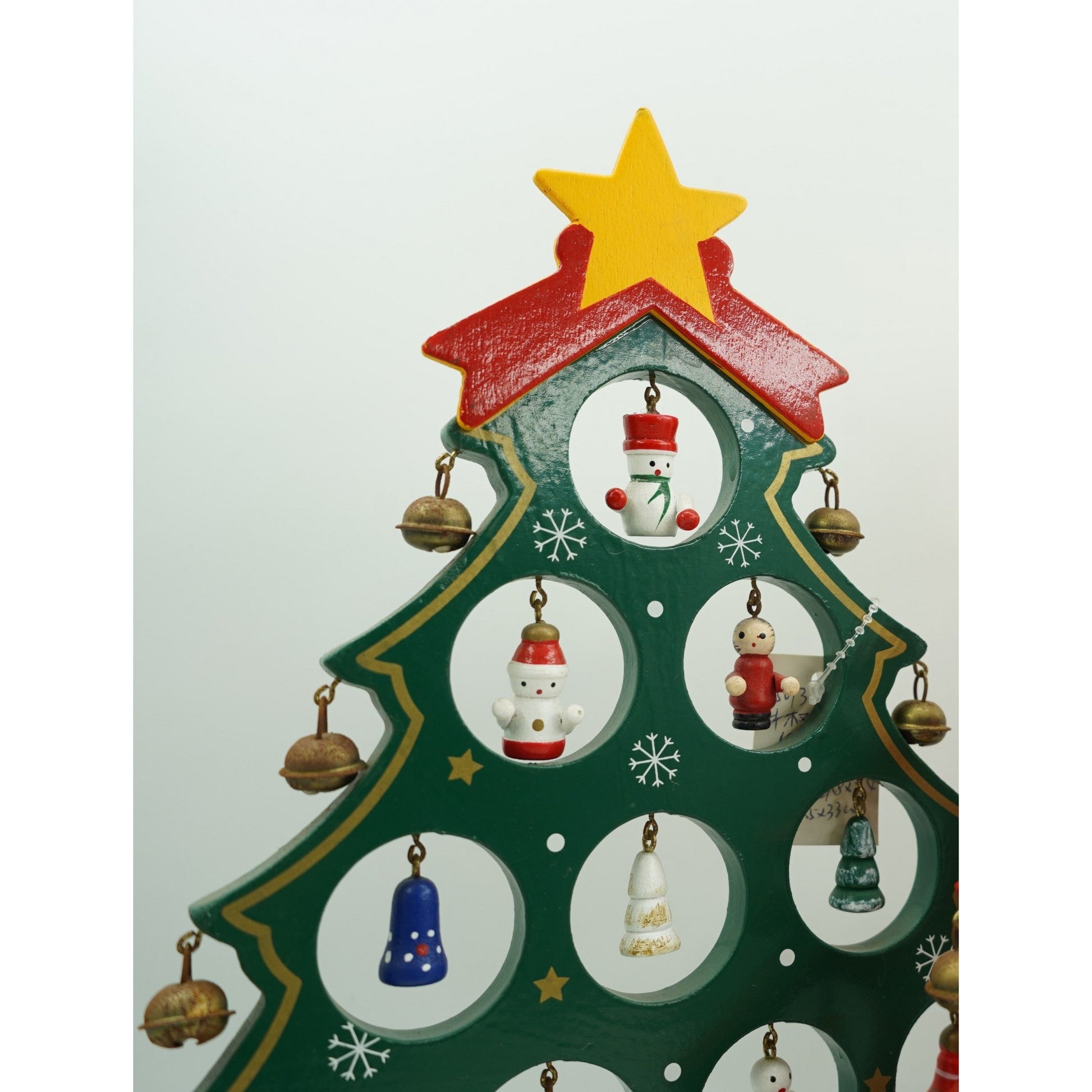 Decoratiune Craciun, Brad, Verde, 15 cavitati cu ornamente, 25.5 cm x 33 cm, Lemn, Flippy-1
