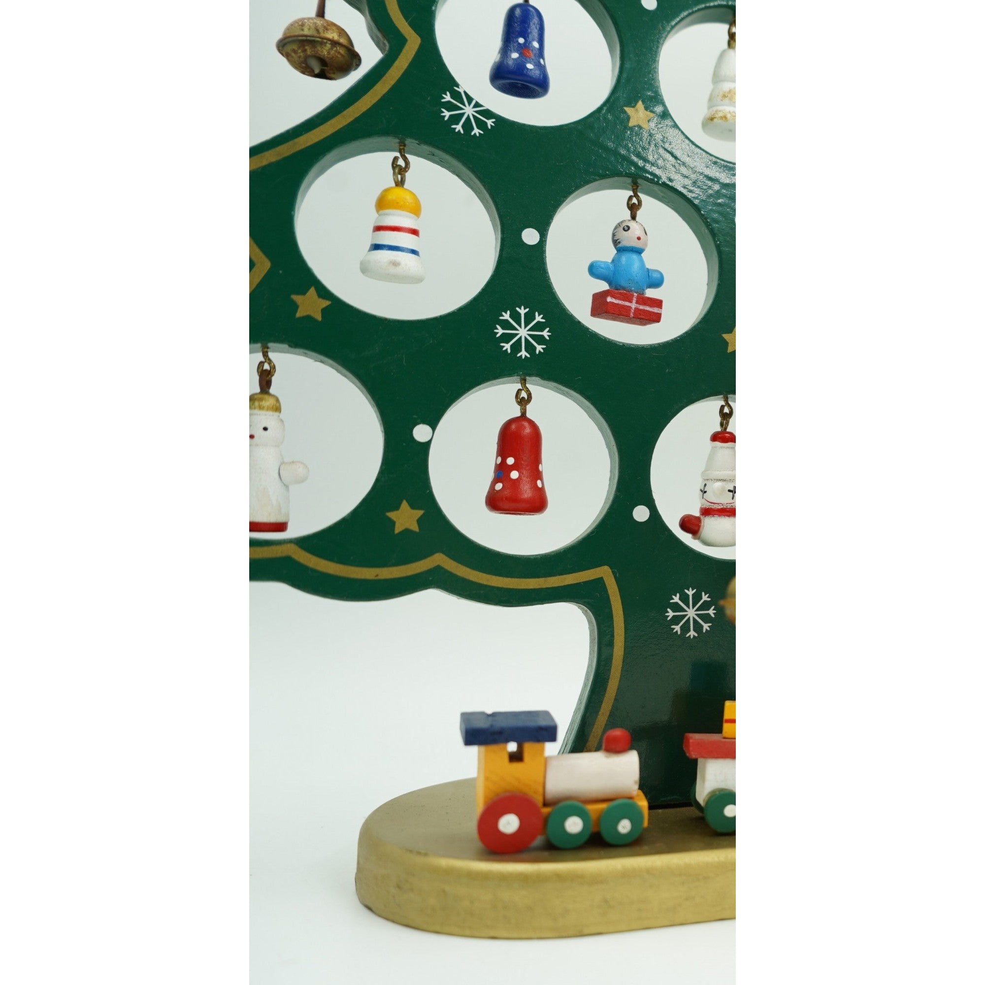 Decoratiune Craciun, Brad, Verde, 15 cavitati cu ornamente, 25.5 cm x 33 cm, Lemn, Flippy-3