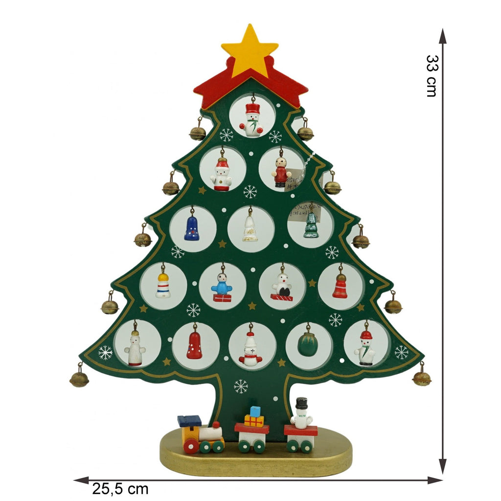 Decoratiune Craciun, Brad, Verde, 15 cavitati cu ornamente, 25.5 cm x 33 cm, Lemn, Flippy-5