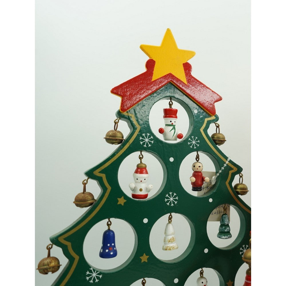 Decoratiune Craciun, Brad, Verde, 15 cavitati cu ornamente, 25.5 cm x 33 cm, Lemn, Flippy-6
