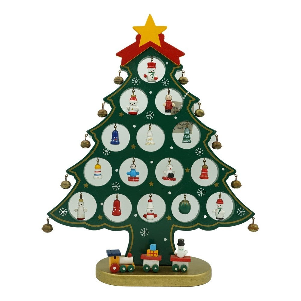 Decoratiune Craciun, Brad, Verde, 15 cavitati cu ornamente, 25.5 cm x 33 cm, Lemn, Flippy-0