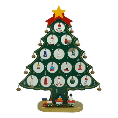 Decoratiune Craciun, Brad, Verde, 15 cavitati cu ornamente, 25.5 cm x 33 cm, Lemn, Flippy-0